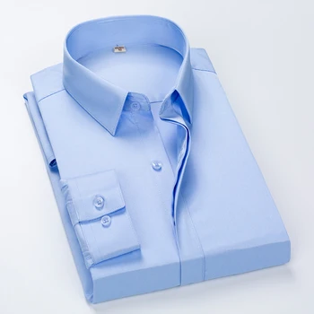 Негабаритная muška poslovna Bijela crna košulja, Dugi Rukav Classic Formalne Dizajn Radna Odjeća Plava Crna Ured za bankarski radna košulja 5XL