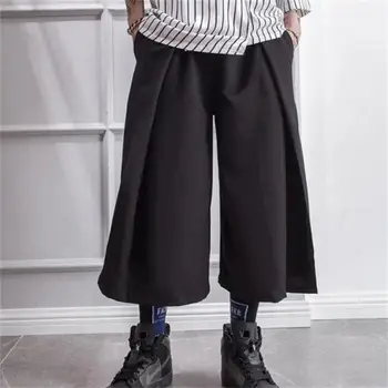 Muške hlače ljetne svakodnevne slobodne široke kratke hlače muške hlače sedam minuta кюлоты lažne dva crna u stilu Yamamoto