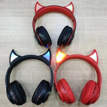 Bežična Bluetooth RGB Slušalice Дьявольские Slušalice Dječji Slušalice za dječake Kaciga Demon s mikrofonom Dječji Slušalice Poklon za dječake i djevojčice