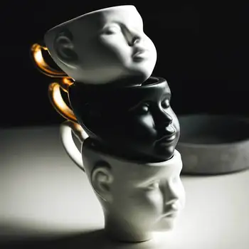 Bubalo ličnosti Kreativni Šalica za lica U stilu Parovi Crno - bijele Keramičke Zlatna Keramičke Genetika demitasse