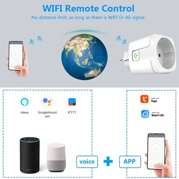 16A Tuya WiFi EZ Smart Plug 220 U Monitor Napajanja Bežična Utičnica Daljinsko Upravljanje Bojler za Google Home Alexa Smart Socket